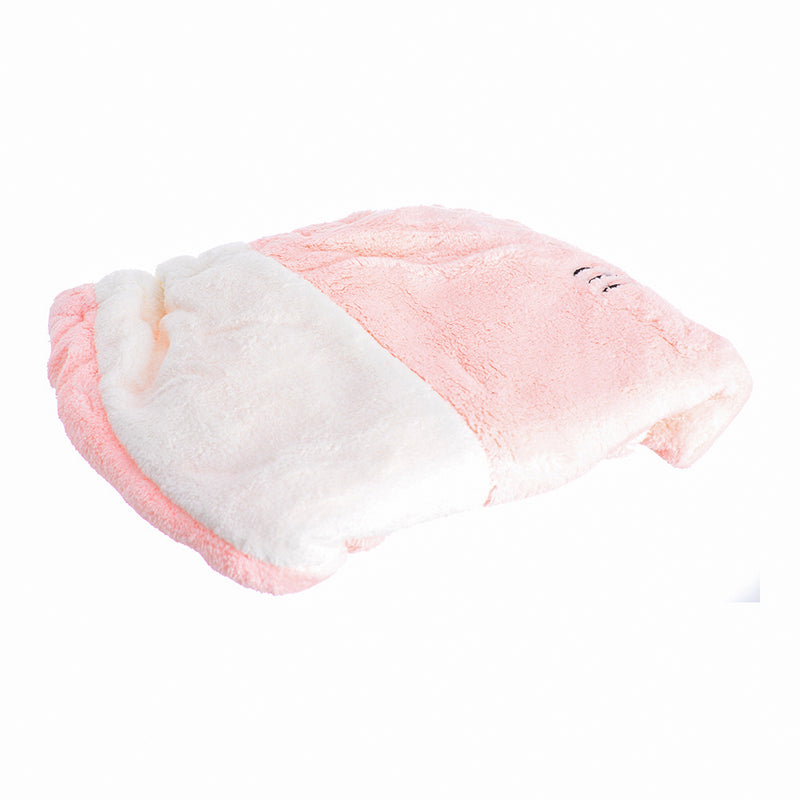 Pink fish-shaped hair drying towel