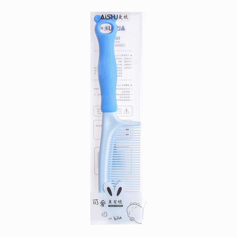 Wide tooth comb for detangling hair, blue panda shape