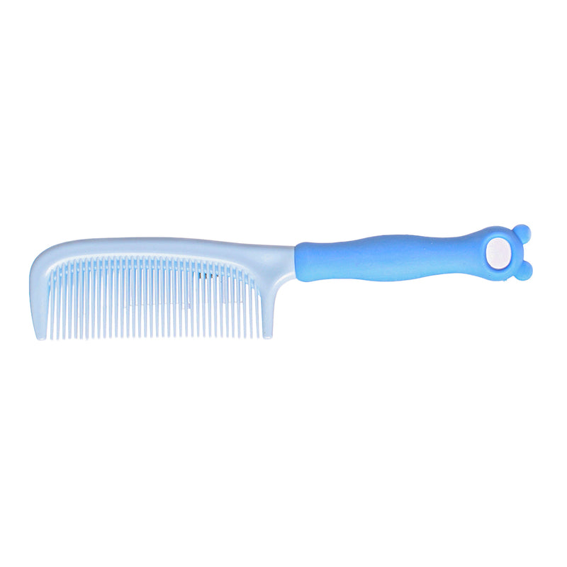 Wide tooth comb for detangling hair, blue panda shape