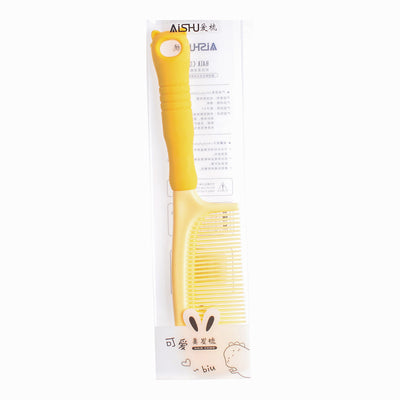 Wide tooth comb for detangling hair, yellow panda striped