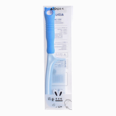 Wide tooth comb for detangling hair, blue panda striped