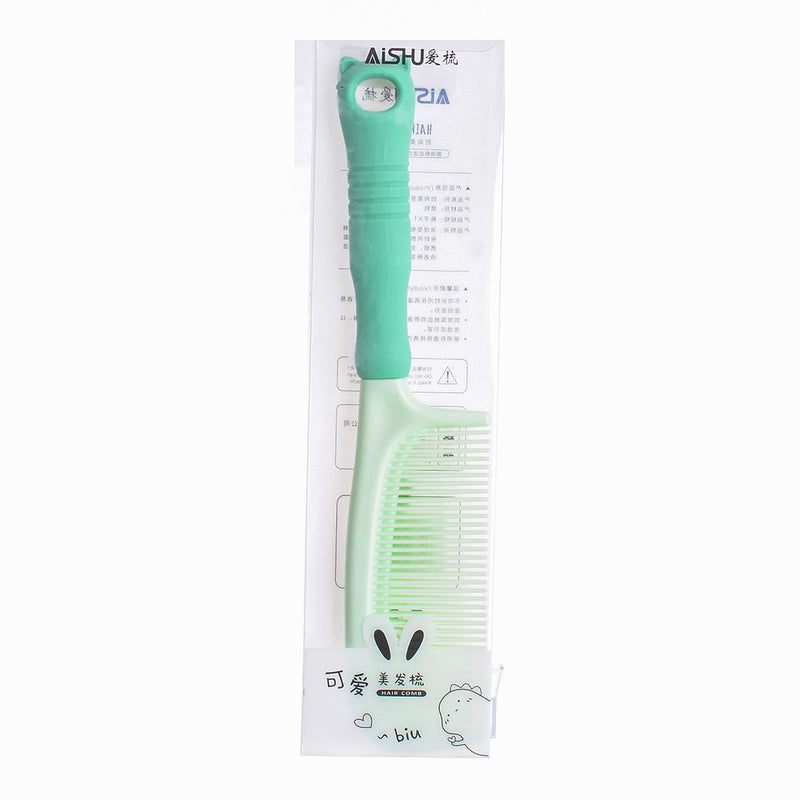 Wide tooth comb for detangling hair, green panda striped