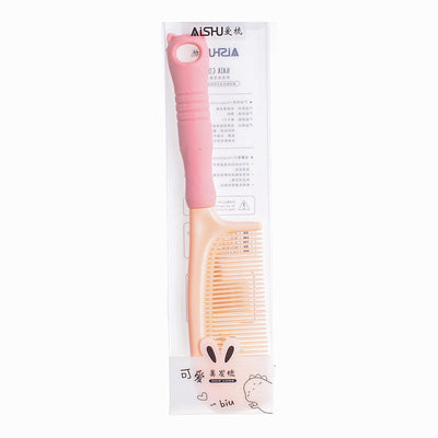 Wide tooth detangling comb with pink panda stripe