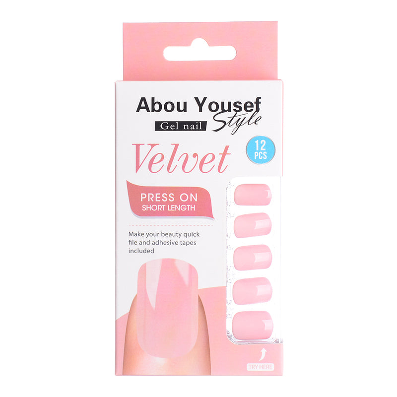 Short length velvet gel nails from Abu Youssef Style, 12 pieces, YS179