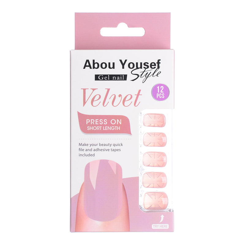 Short length velvet gel nails from Abu Youssef Style, 12 pieces, YS171