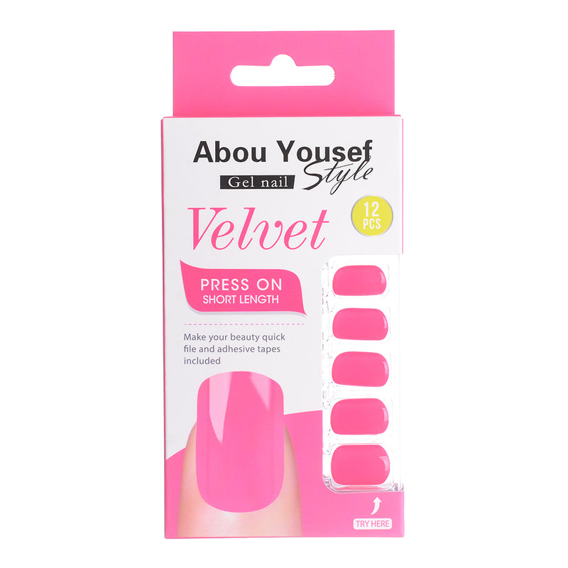 Short length velvet gel nails from Abu Youssef Style, 12 pieces, YS117