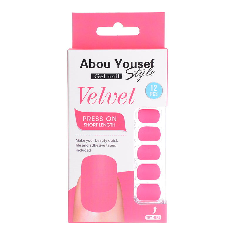 Short length velvet gel nails from Abu Youssef Style, 12 pieces, SH117