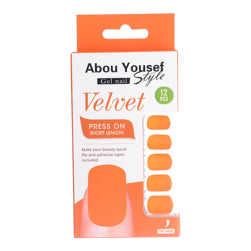 Short length velvet gel nails from Abu Youssef Style, 12 pieces SH197