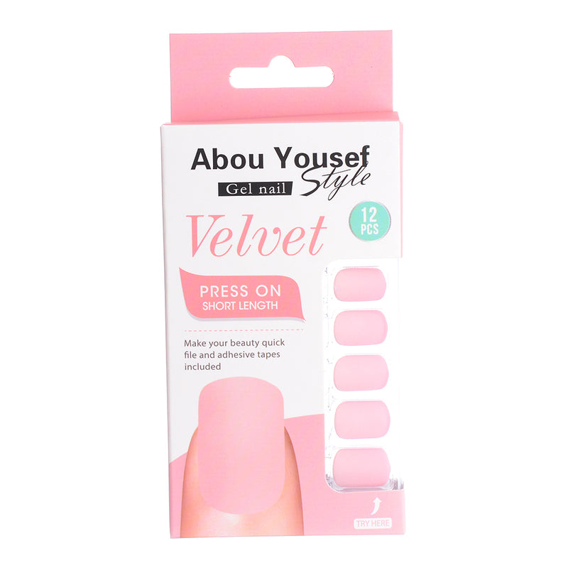 Short length velvet gel nails from Abu Youssef Style, 12 pieces SH179