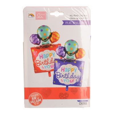 Happy Birthday box-shaped helium balloon and balloons