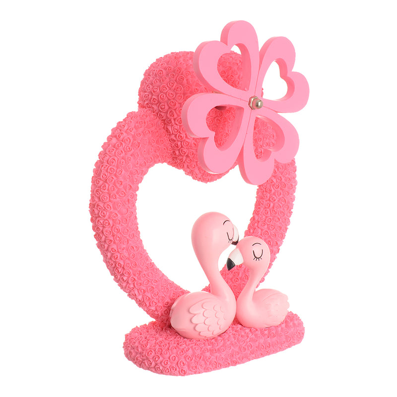 Decorative musical flamingo with heart design decorated with flowers - pink