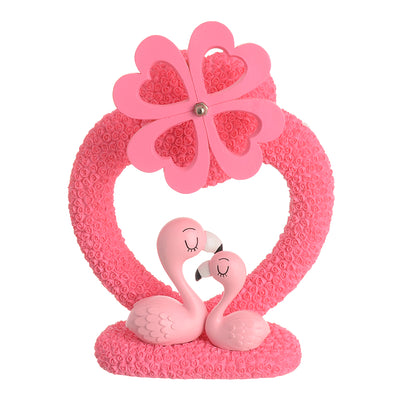 Decorative musical flamingo with heart design decorated with flowers - pink