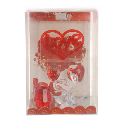 Flamingo decorative glass with lighting with a transparent red*white heart