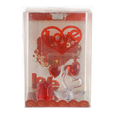 Flamingo decorative glass with lighting with a transparent red*white heart