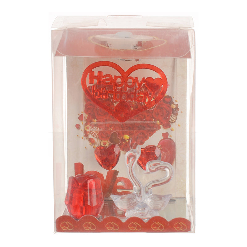 Flamingo decorative glass with lighting with a transparent red*white heart