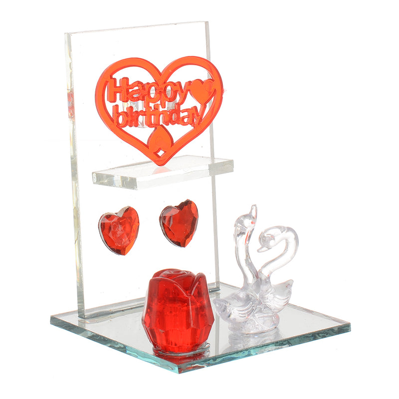 Flamingo decorative glass with lighting with a transparent red*white heart