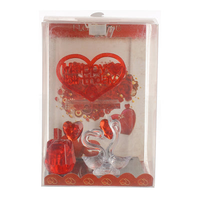 Flamingo decorative glass with lighting with a transparent red*white heart