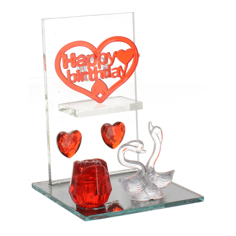 Flamingo decorative glass with lighting with a transparent red*white heart