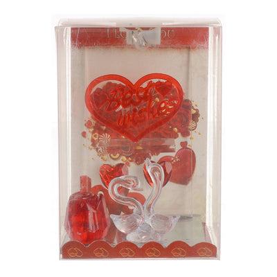 Flamingo decorative glass with lighting with a transparent red*white heart