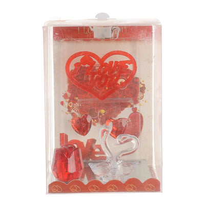 Flamingo decorative glass with lighting with a transparent red*white heart