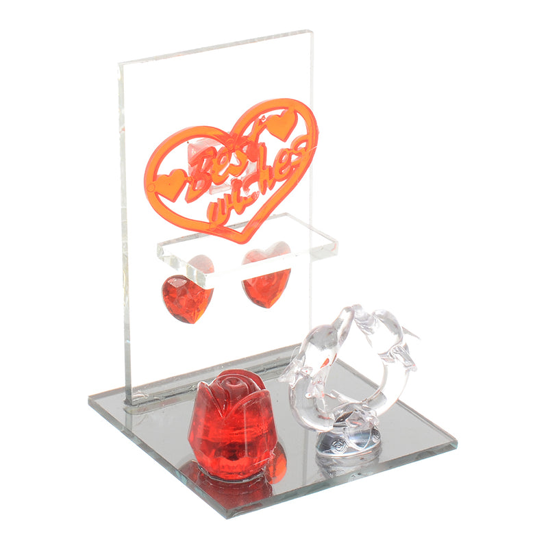 Dolphin glass decor with lighting with a transparent red*white heart