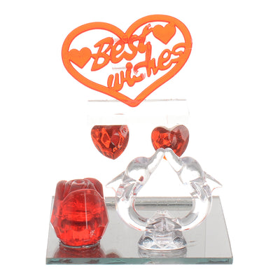 Dolphin glass decor with lighting with a transparent red*white heart