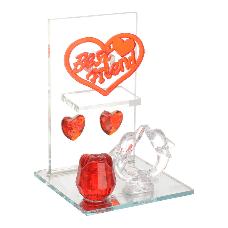 Dolphin glass decor with lighting with a transparent red*white heart