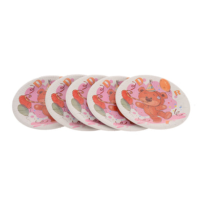 A set of round Disney shaped cardboard plates, 5 in 1, teddy bear shape