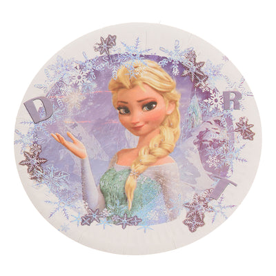 A set of round Disney shaped cardboard plates, 5 in 1, Snow Princess shape