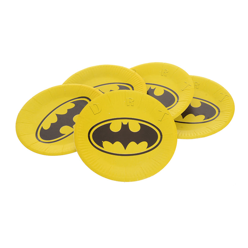 A set of round Disney shaped cardboard plates, 5 in 1, Batman shape