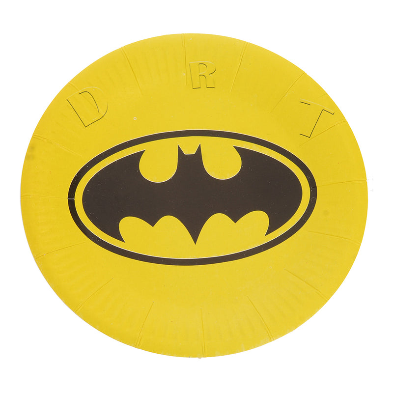 A set of round Disney shaped cardboard plates, 5 in 1, Batman shape