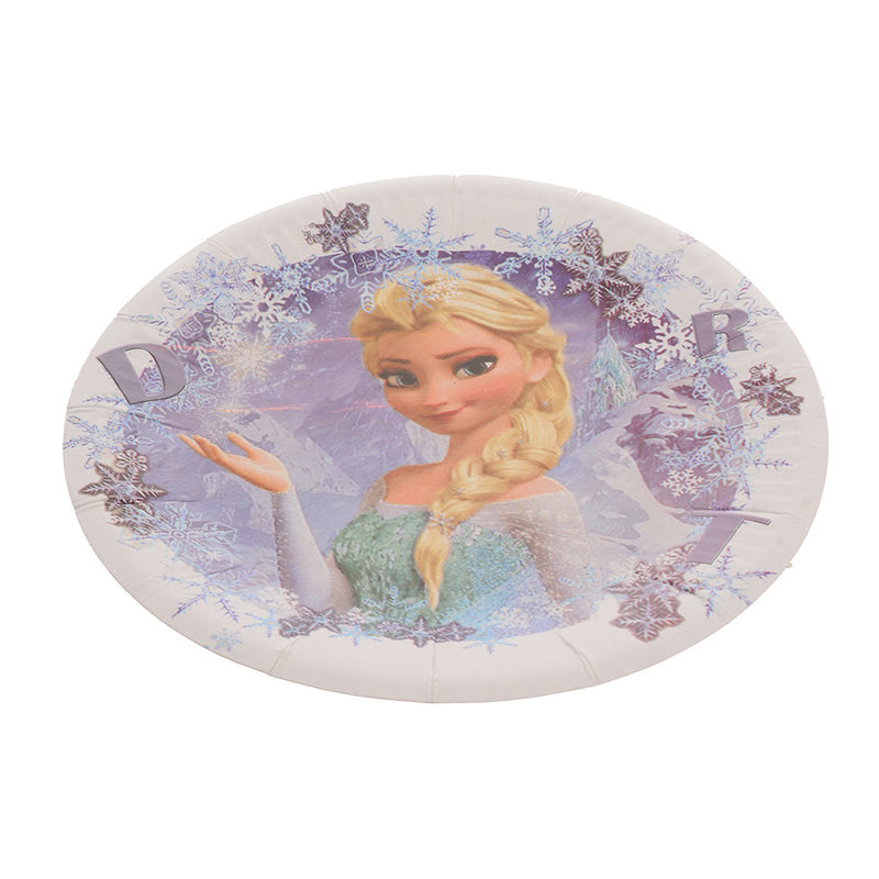 A set of round Disney shaped cartoon plates, 5 in 1, shaped like a boy and a dog