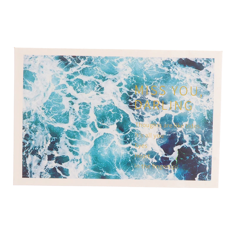 Rectangular greeting card, blue sea waves pattern