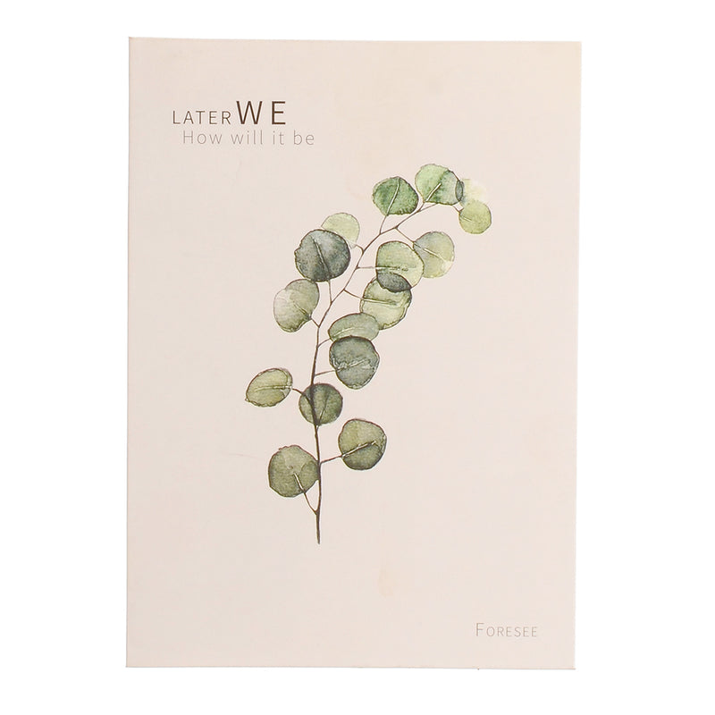 Greeting card, rectangular style, green leaf branch