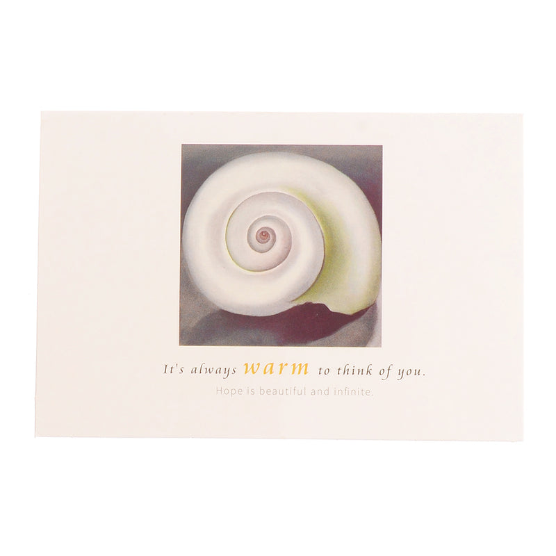 Rectangular greeting card, spiral shell pattern, white color