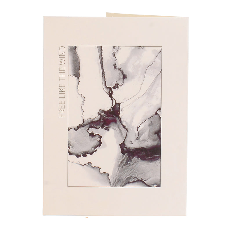 Rectangular greeting card, marble pattern, white * grey