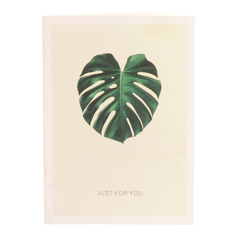 Greeting card, rectangular leaf pattern, light green color