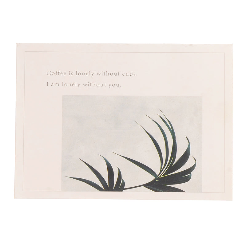 Greeting card, rectangular style, branch, leaf, white color