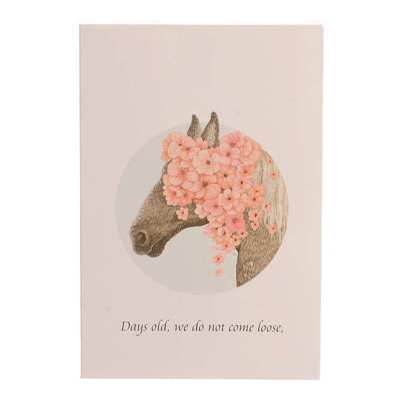 Rectangular greeting card, horse style, white color