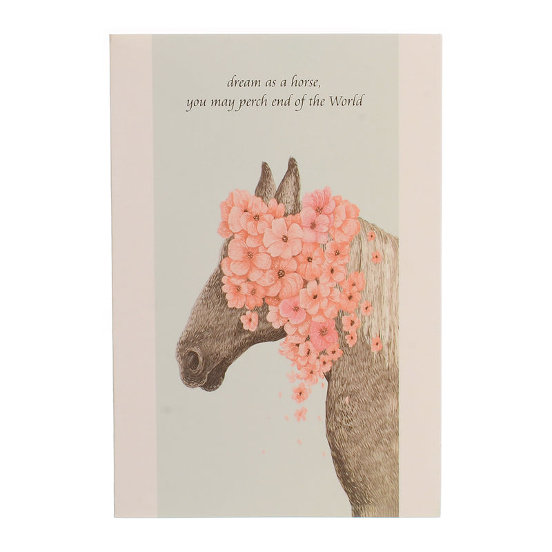 Rectangular greeting card, horse pattern, gray color