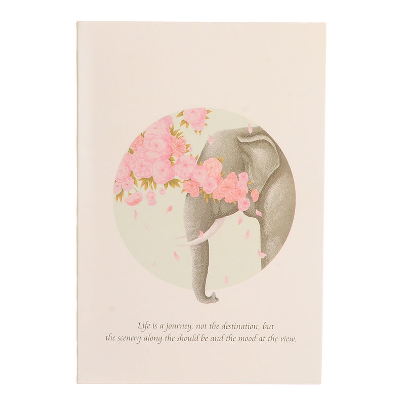 Rectangular greeting card, elephant style, white color