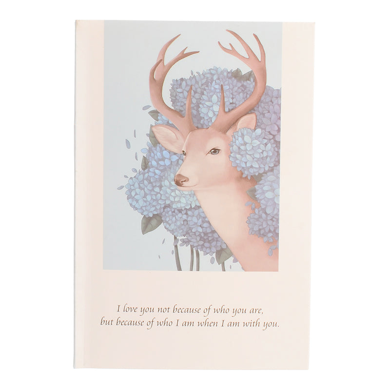 A rectangular greeting card in the shape of a deer, grey*burgundy colour