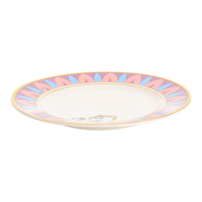 Flat porcelain plate, 21 x 21, white * mauve