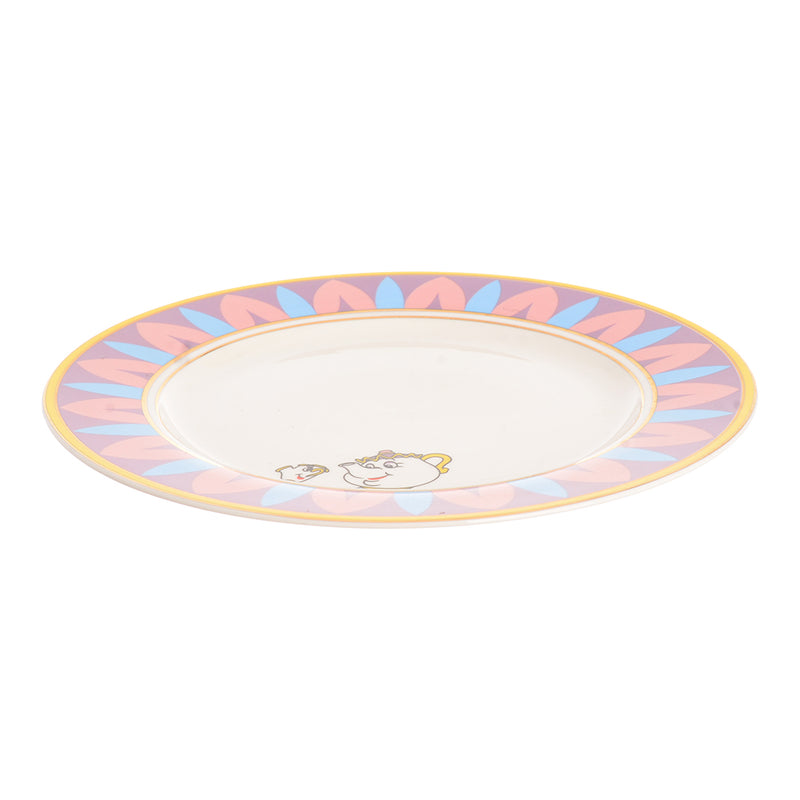 Flat porcelain plate, 25 x 25, white * mauve