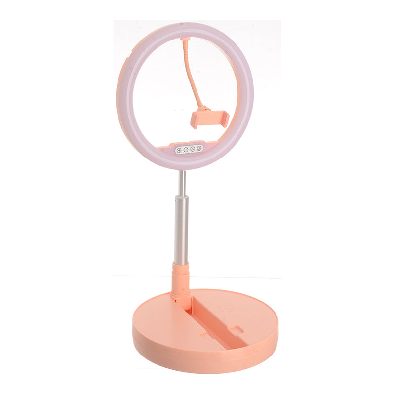 Retractable base with circular lighting ring for live broadcast, diameter G2, pink