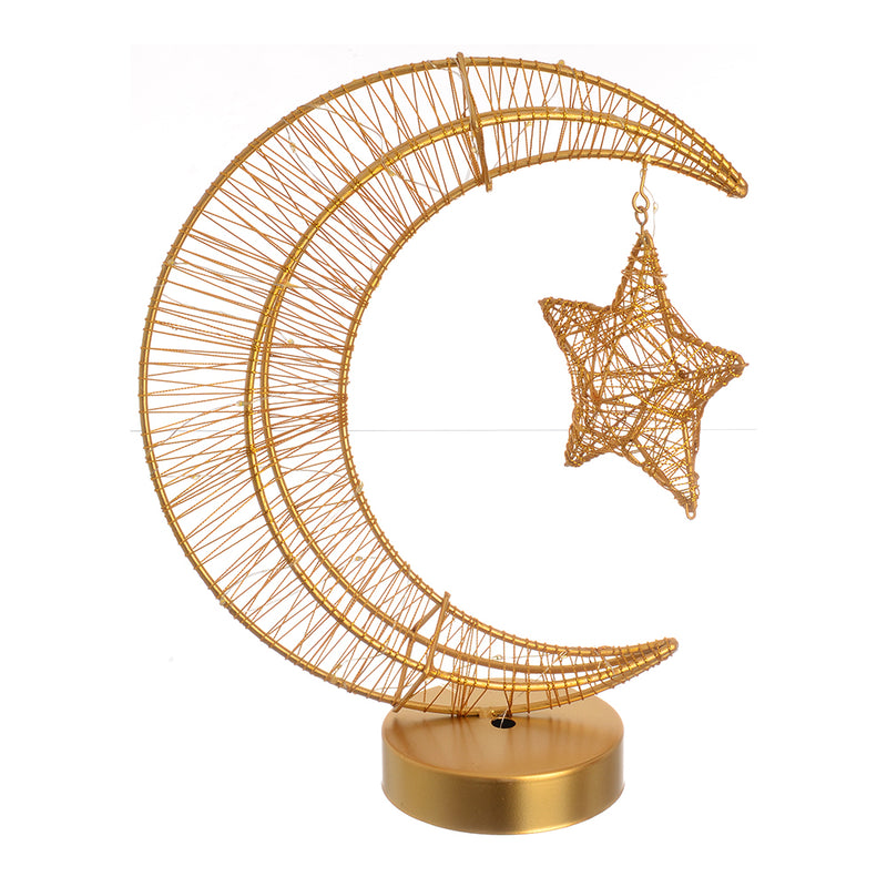 A large crescent stand with a golden star - Ramadan decor