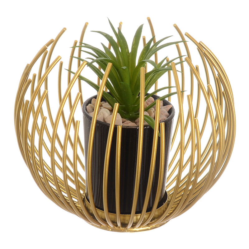 Decorative plant with a gold metal stand, 12 cm