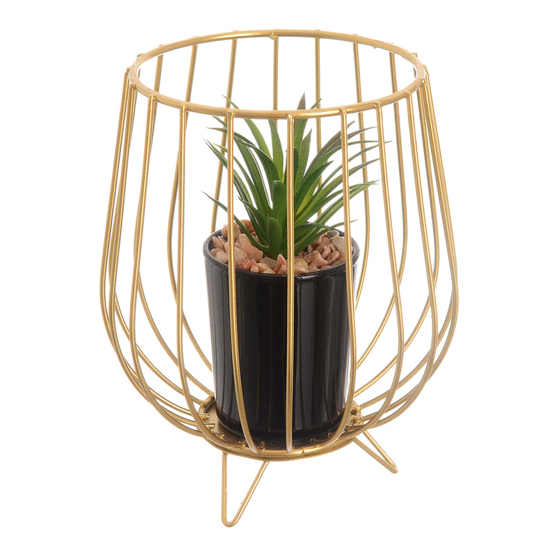 Decorative plant with a gold metal stand, 15 cm