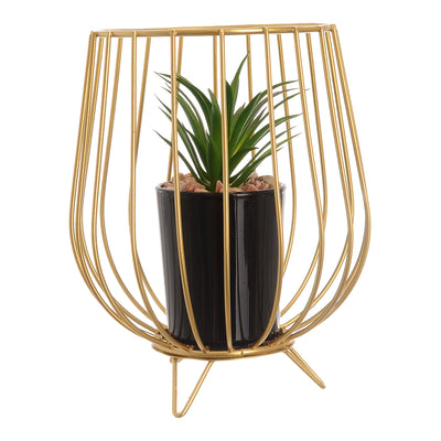 Decorative plant with a gold metal stand, 15 cm