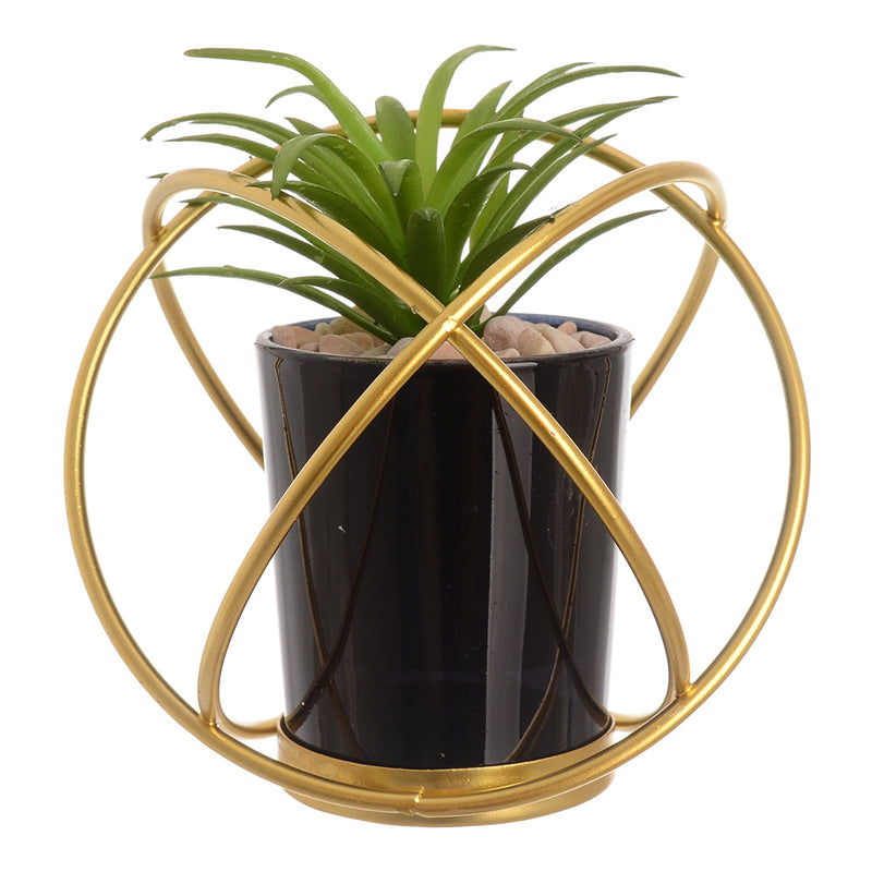 Decorative plant with a gold metal stand, 9 cm